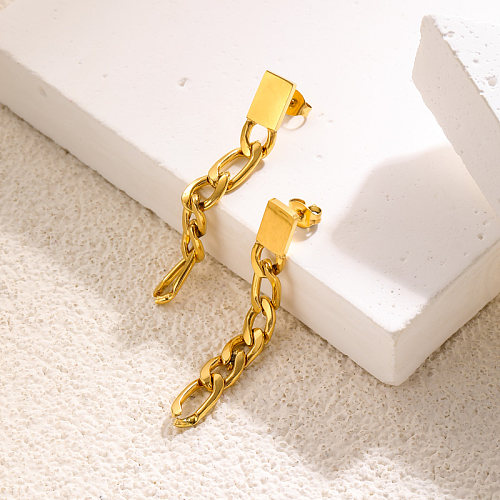 18k gold plated chain link earrings drop earrings -SSEGG143-35257