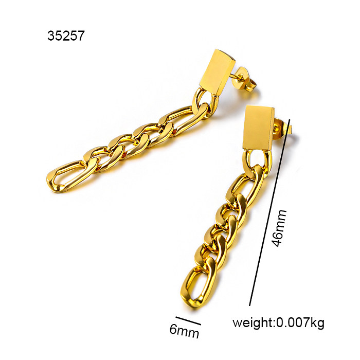 18k gold plated chain link earrings drop earrings -SSEGG143-35257