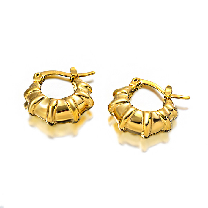 Texture Stainless Steel Clasp Earrings