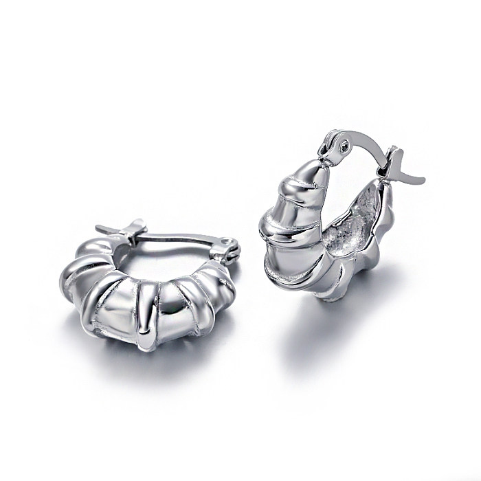 Texture Stainless Steel Clasp Earrings