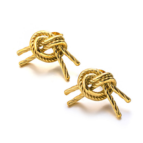 Brincos de aço inoxidável com nós trançados