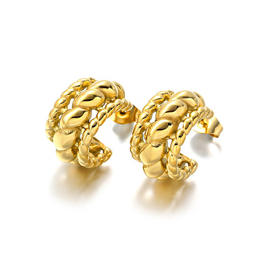 Braided Stainless Steel C Shape Earrings