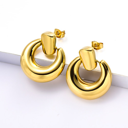 Brincos geométricos de aço inoxidável simples