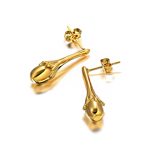 Brincos de flor em botão de aço inoxidável