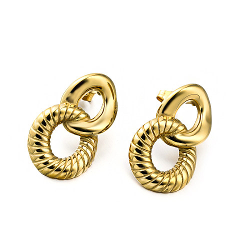 lrregular circular interlocking texture versatile earrings