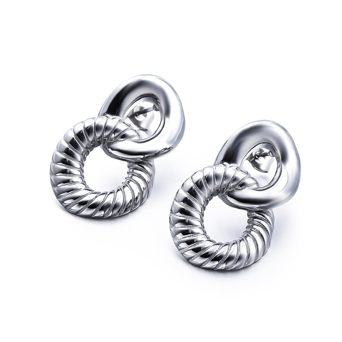 lrregular circular interlocking texture versatile earrings