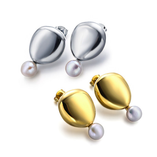 lrregular drum surface water drop pearl versatile earrings