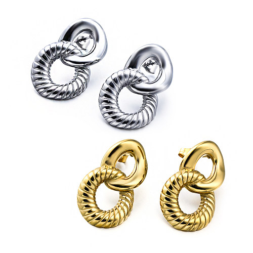 lrregular circular interlocking texture versatile earrings