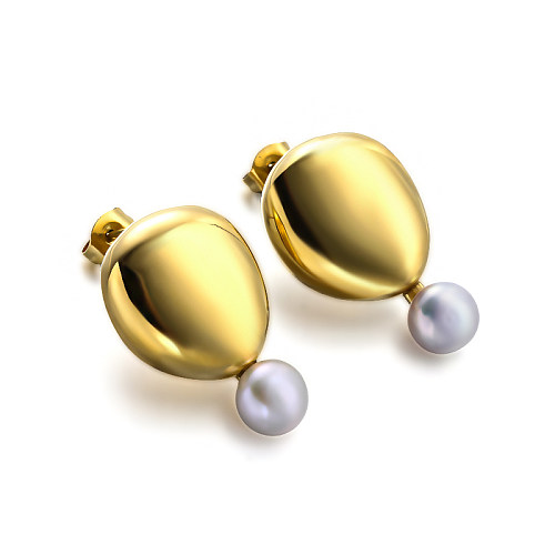 lrregular drum surface water drop pearl versatile earrings