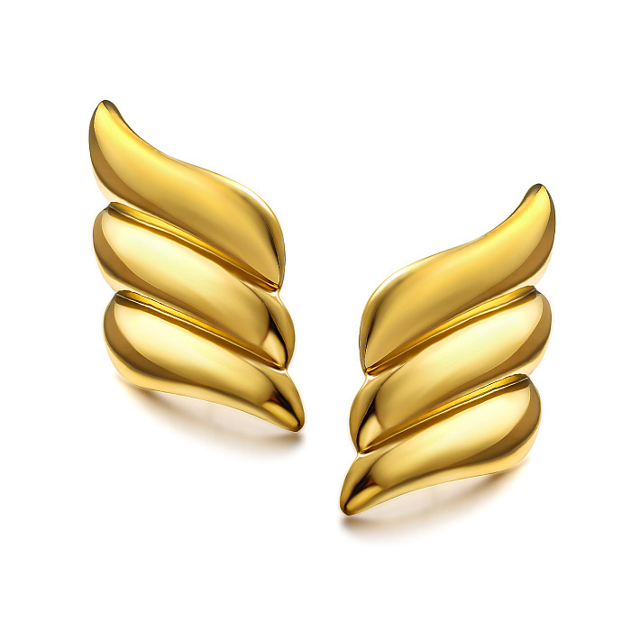 Pendientes minimalistas con estampado de plumas