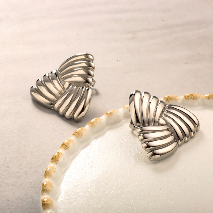 Minimally textured triangular earrings