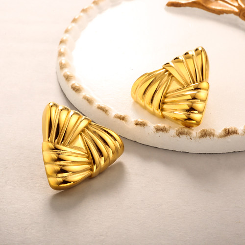 Minimally textured triangular earrings