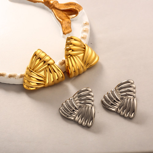 Minimally textured triangular earrings