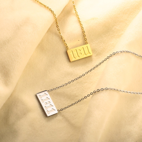 Simple and Personalized 11:11 Square Brand Necklace