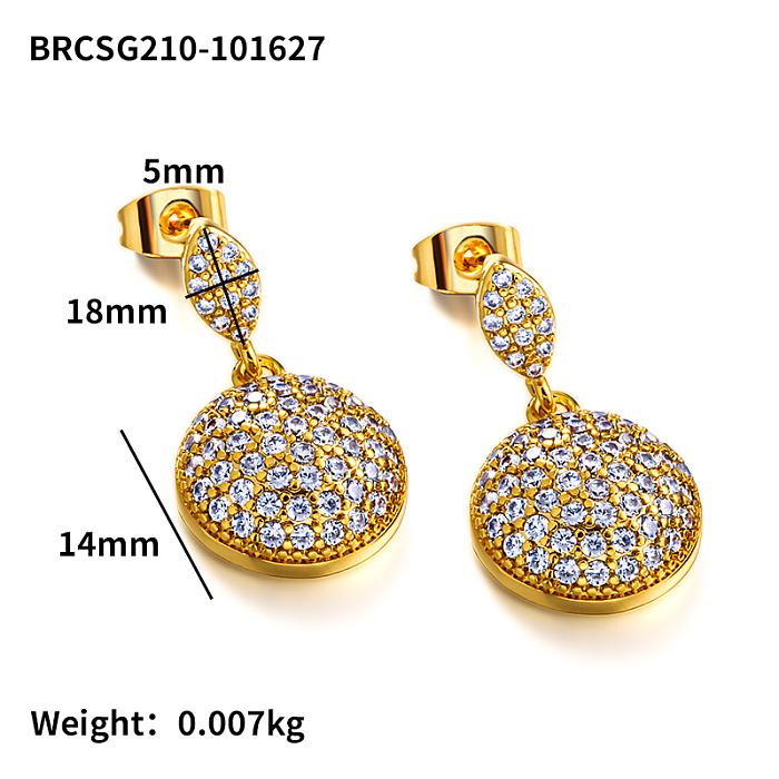 Brass zircon inlaid personalized and versatile earrings