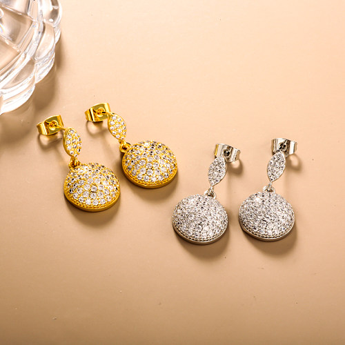 Brass zircon inlaid personalized and versatile earrings