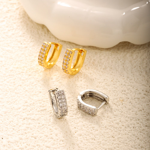 Brass U-shaped wire diameter 4MM inlaid zircon ear buckle