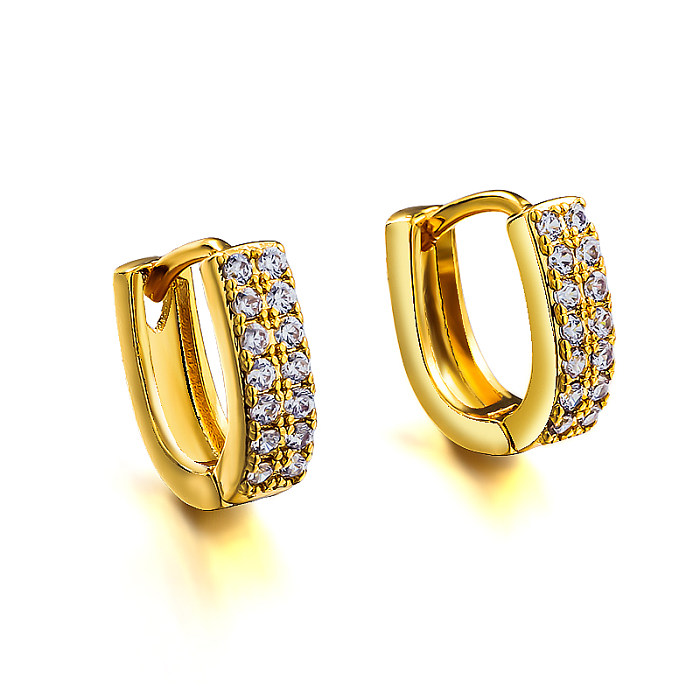 Brass U-shaped wire diameter 4MM inlaid zircon ear buckle