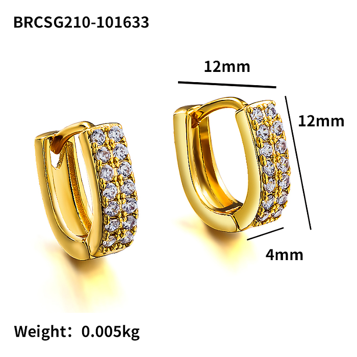 Brass U-shaped wire diameter 4MM inlaid zircon ear buckle