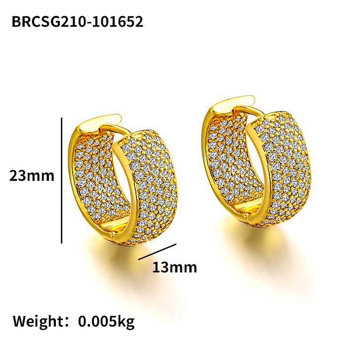 Brass wire diameter 13mm inlaid zircon ear buckle