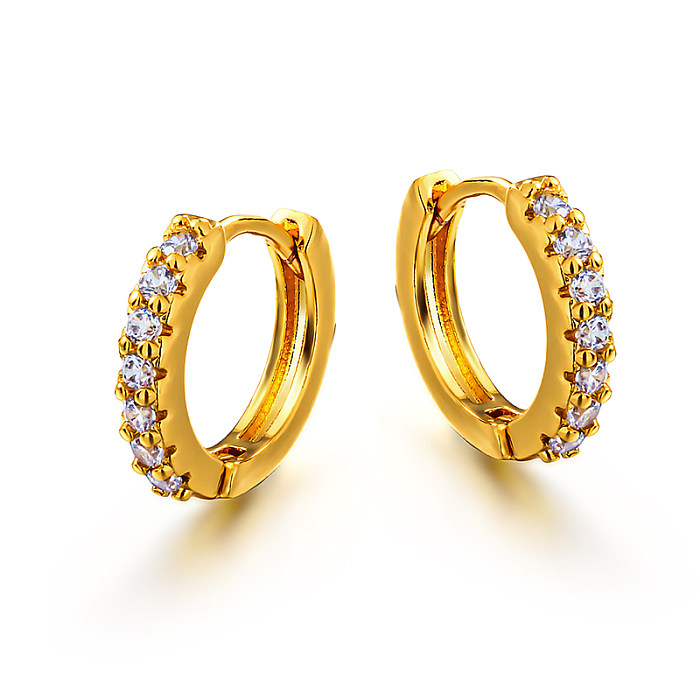 Brass wire diameter 3mm inlaid zircon ear buckle