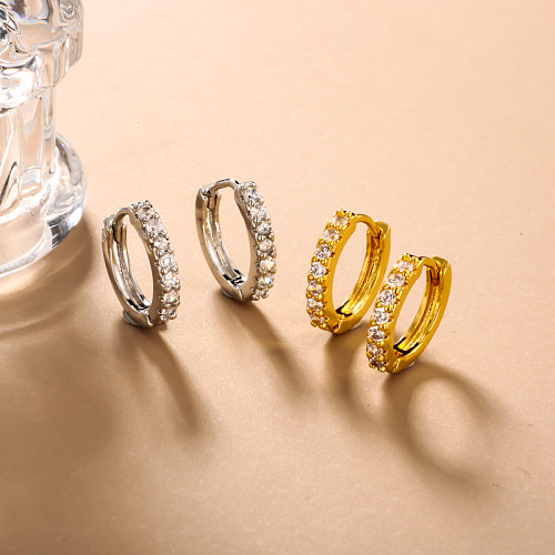 Brass wire diameter 3mm inlaid zircon ear buckle