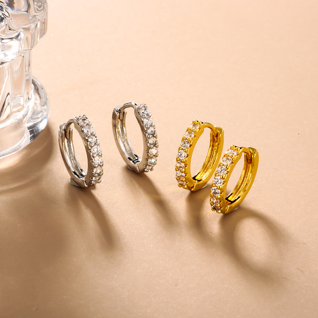 Brass wire diameter 3mm inlaid zircon ear buckle