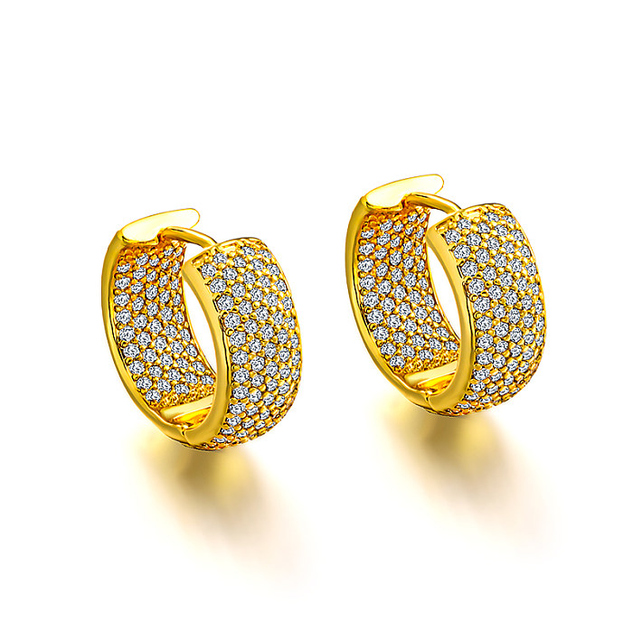 Brass wire diameter 13mm inlaid zircon ear buckle