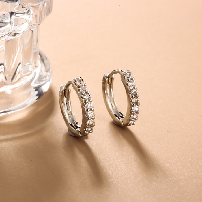 Brass wire diameter 3mm inlaid zircon ear buckle