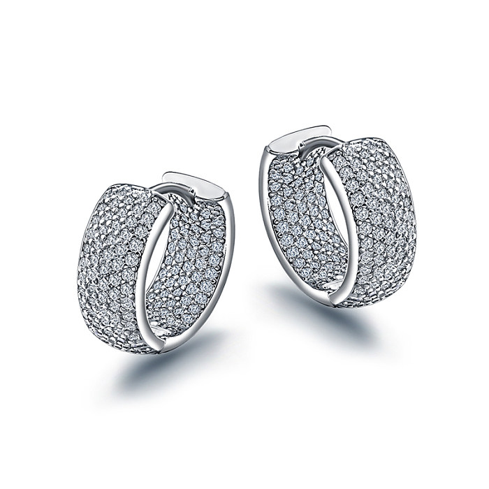 Brass wire diameter 13mm inlaid zircon ear buckle
