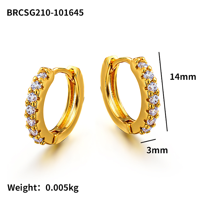 Brass wire diameter 3mm inlaid zircon ear buckle
