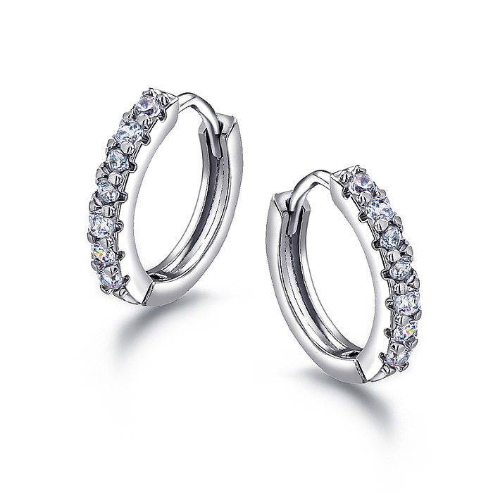 Brass wire diameter 3mm inlaid zircon ear buckle