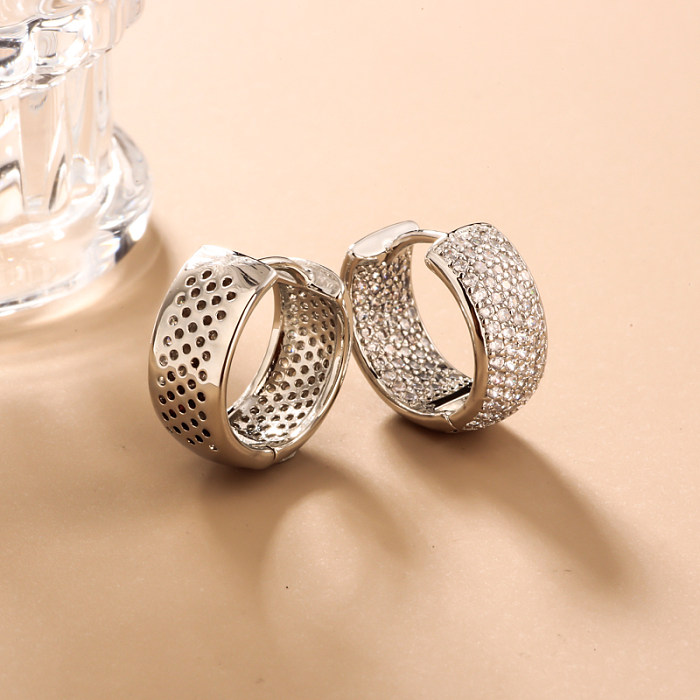 Brass wire diameter 13mm inlaid zircon ear buckle