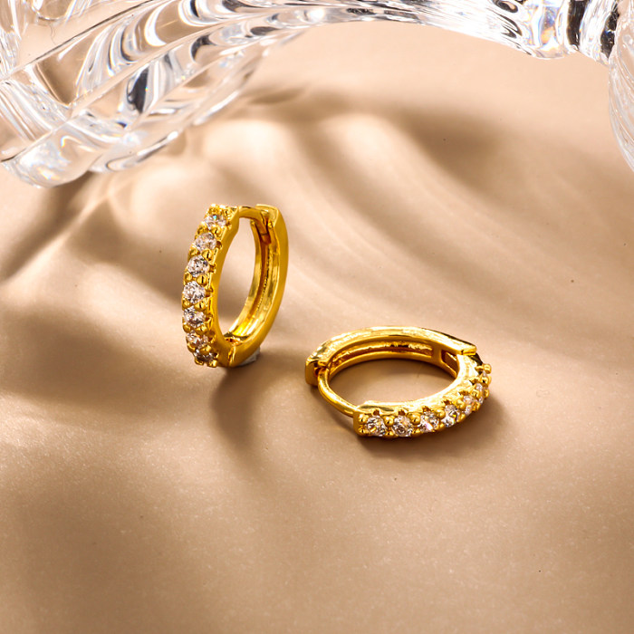 Brass wire diameter 3mm inlaid zircon ear buckle