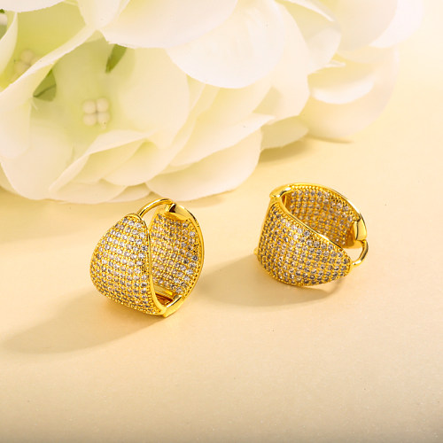 Brass double-sided inlaid zircon ear buckle