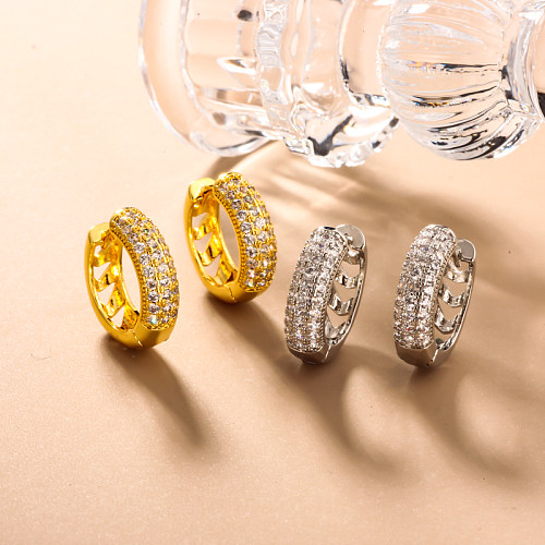 Brass wire diameter 5mm circular inlaid zircon ear buckle