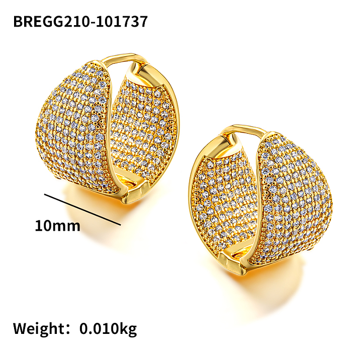 Boucle d'oreille en laiton et zircon incrusté double face