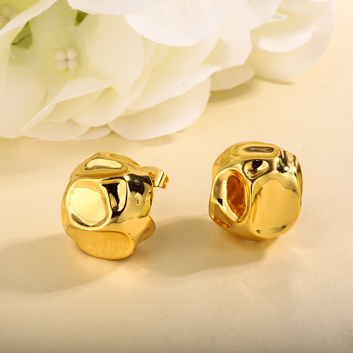 Brass irregular anisotropic concave convex earrings