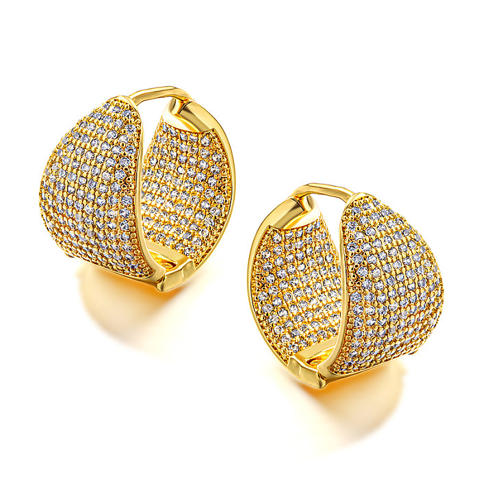 Boucle d'oreille en laiton et zircon incrusté double face