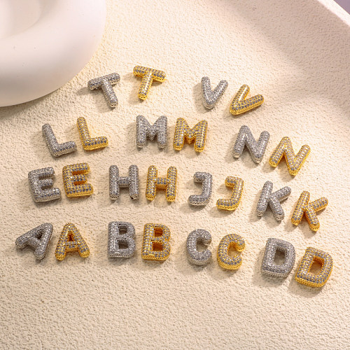 Micro Setting Brass 18k Gold Plated Fat Initial Letter Pendant