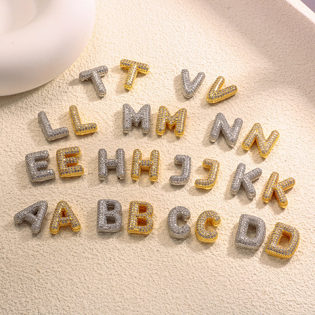 Micro Setting Brass 18k Gold Plated Fat Initial Letter Pendant