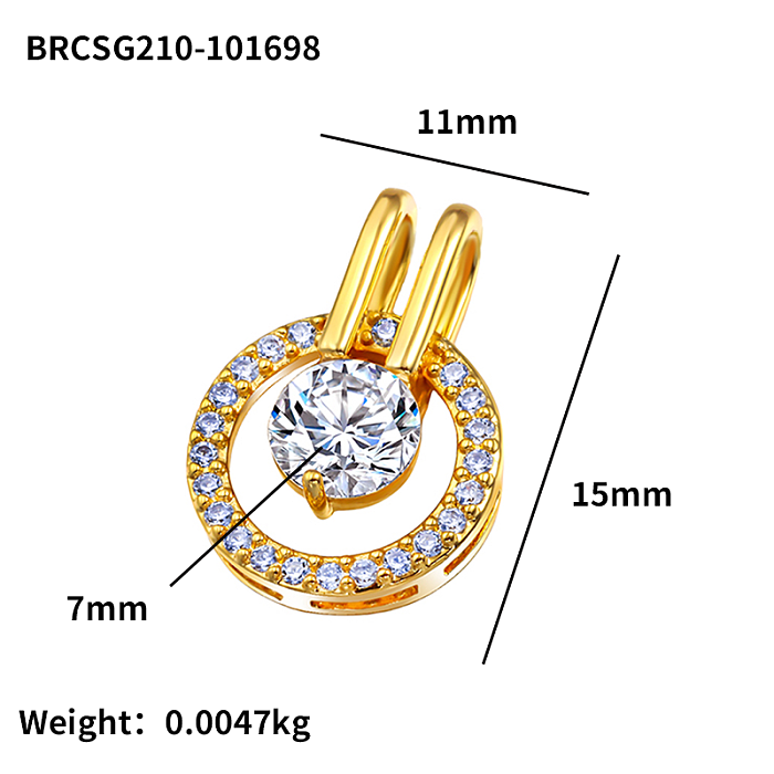Brass inlaid circular zircon simple and versatile pendant