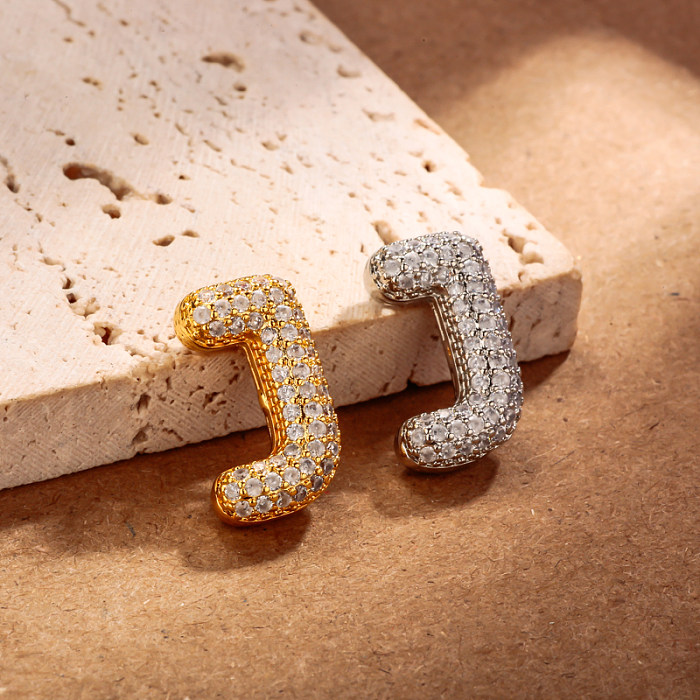 Micro Setting Brass 18k Gold Plated Fat Initial Letter Pendant