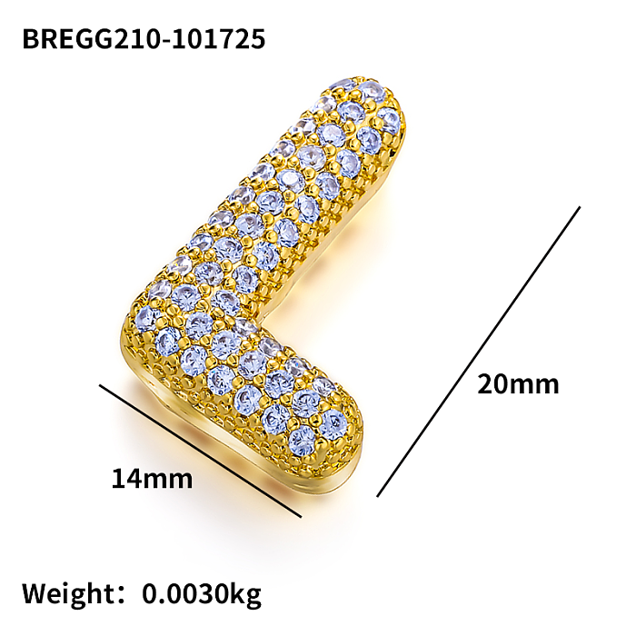 Micro Setting Brass 18k Gold Plated Fat Initial Letter Pendant