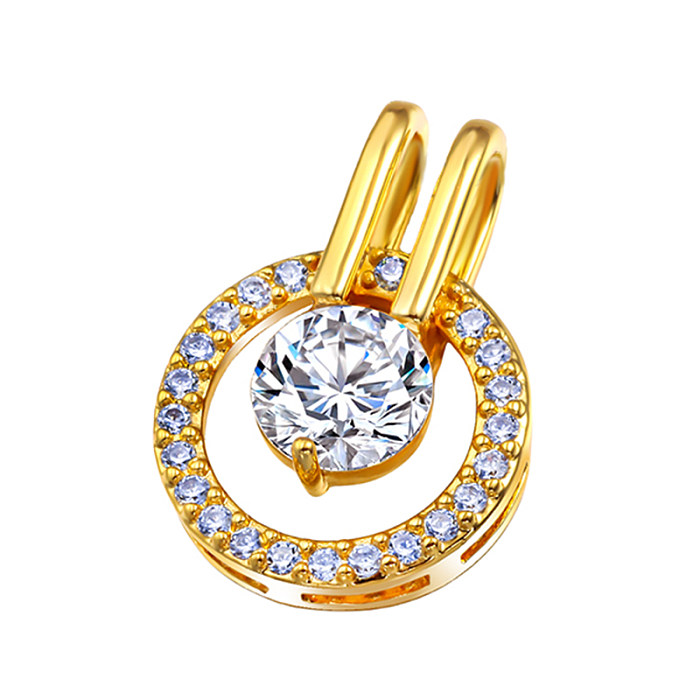 Brass inlaid circular zircon simple and versatile pendant