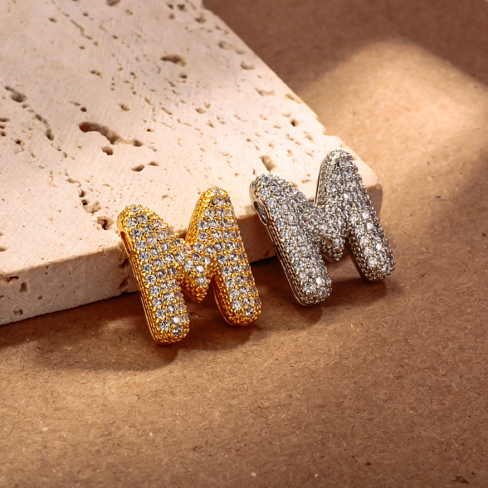 Micro Setting Brass 18k Gold Plated Fat Initial Letter Pendant