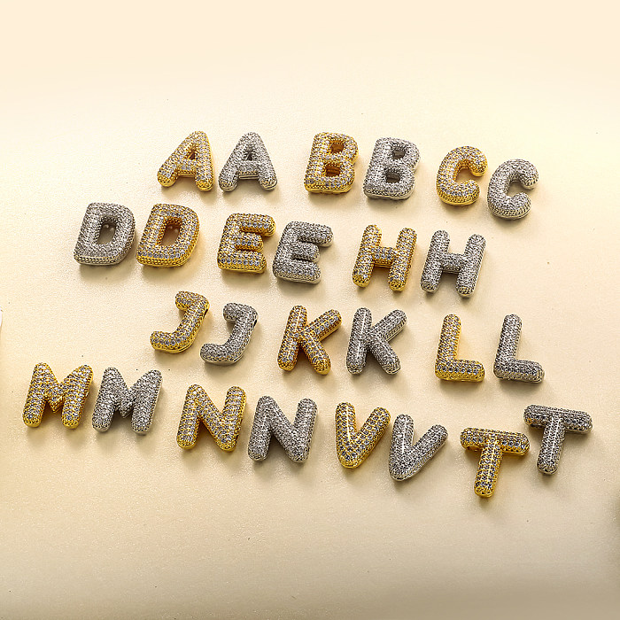 Micro Setting Brass 18k Gold Plated Fat Initial Letter Pendant