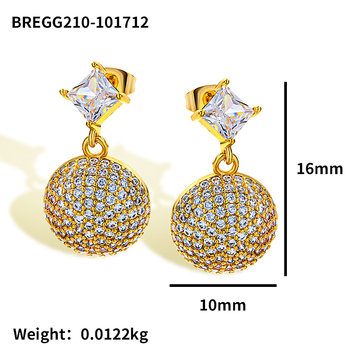 نصف كرة من النحاس المربع الماسي مرصعة بأقراط الزركون