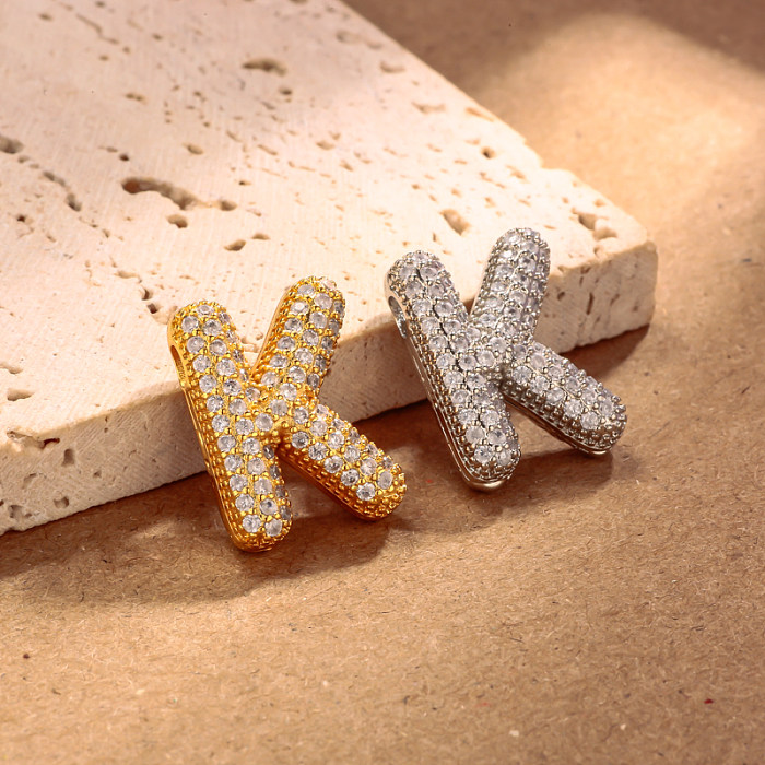 Micro Setting Brass 18k Gold Plated Fat Initial Letter Pendant