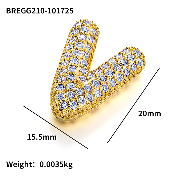Micro Setting Brass 18k Gold Plated Fat Initial Letter Pendant